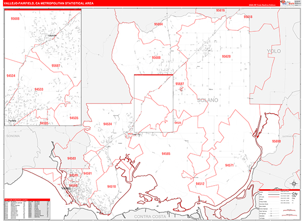 Vallejo-Fairfield Metro Area Wall Map